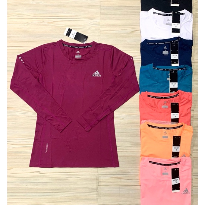 HJ6 KAOS LENGAN PANJANG ADIDAS IMPORT LADIES THUMBLE IBU JARI JEMPOL TRAINING CLIMALITE AEROREADY OL