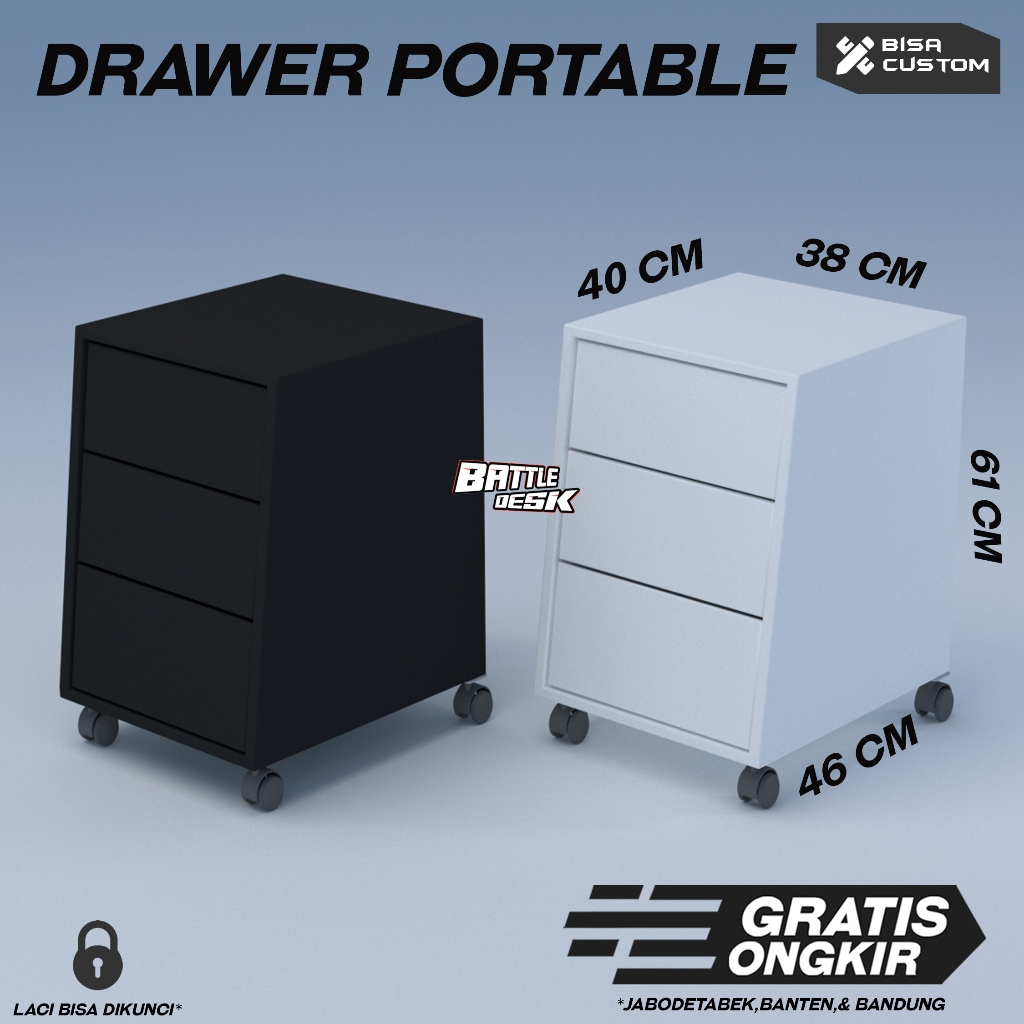 Drawer roda - Rak Meja Lemari Kecil Nakas Side table Cabinet portable