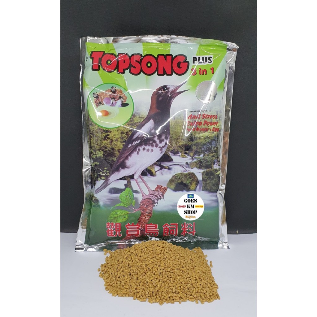 Makanan Burung Topsong plus 3 in 1, Hujau,Kuning
