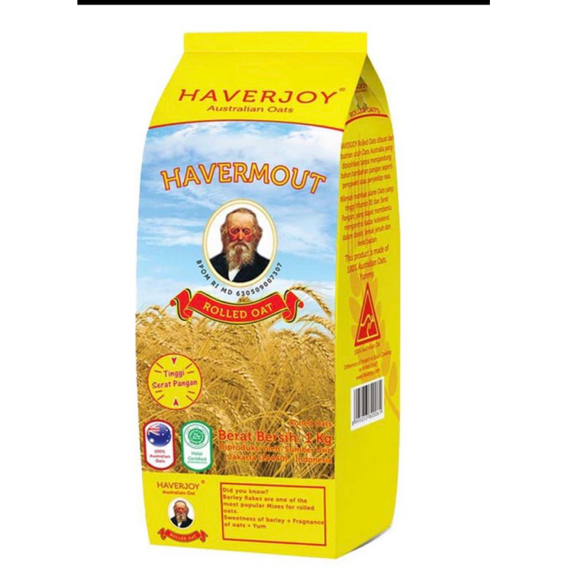 

HAVERJOY AUSTRALIAN ROLED OATS 1 KG | HAVERJOY KUNING DI MASAK