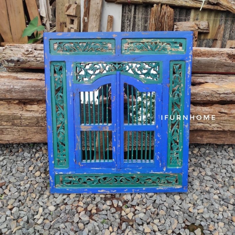 Cermin Ukir Kayu Jati Vintage
