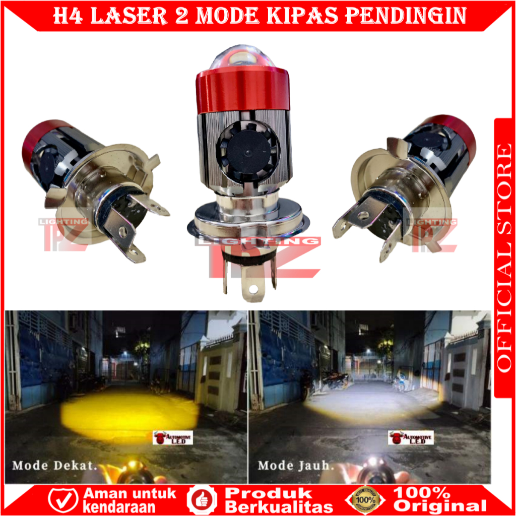 ORIGINAL H4 KIPAS LAMPU LED MOTOR H4 LASER 2 WARNA | LED H4 LASER MOTOR UNIVERSAL | BOHLAM LED H4 MO