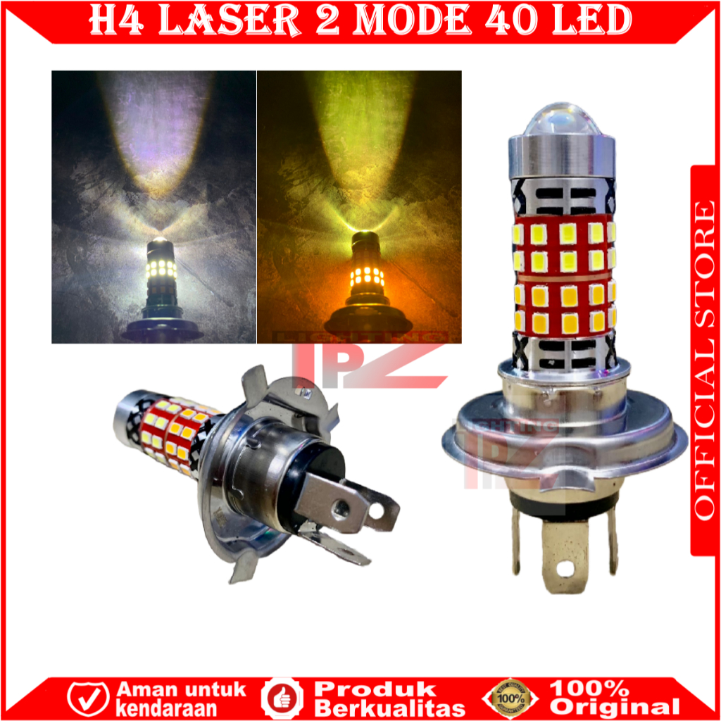 LAMPU H4 LASER LS4 MONSTER LED MOTOR H4 LASER 2 WARNA | LED H4 LASER MOTOR UNIVERSAL | BOHLAM LED H4