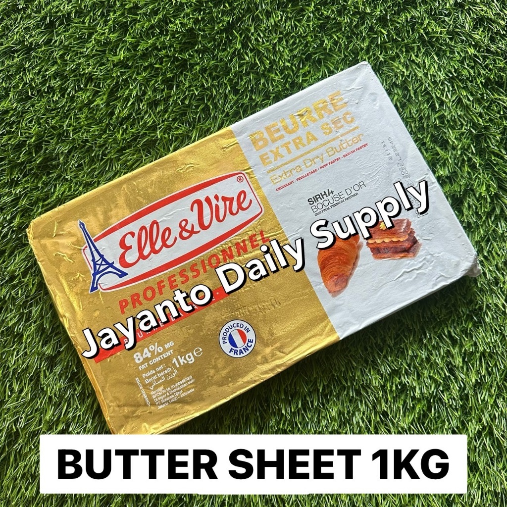 

BUTTER SHEET ELLE & VIRE 1KG PROFESSIONAL / EXTRA DRY BUTTER SHEET FAT 84% / CROISSANT - FEUILLETAGE - PUFF PASTRY - DANISH PASTRY
