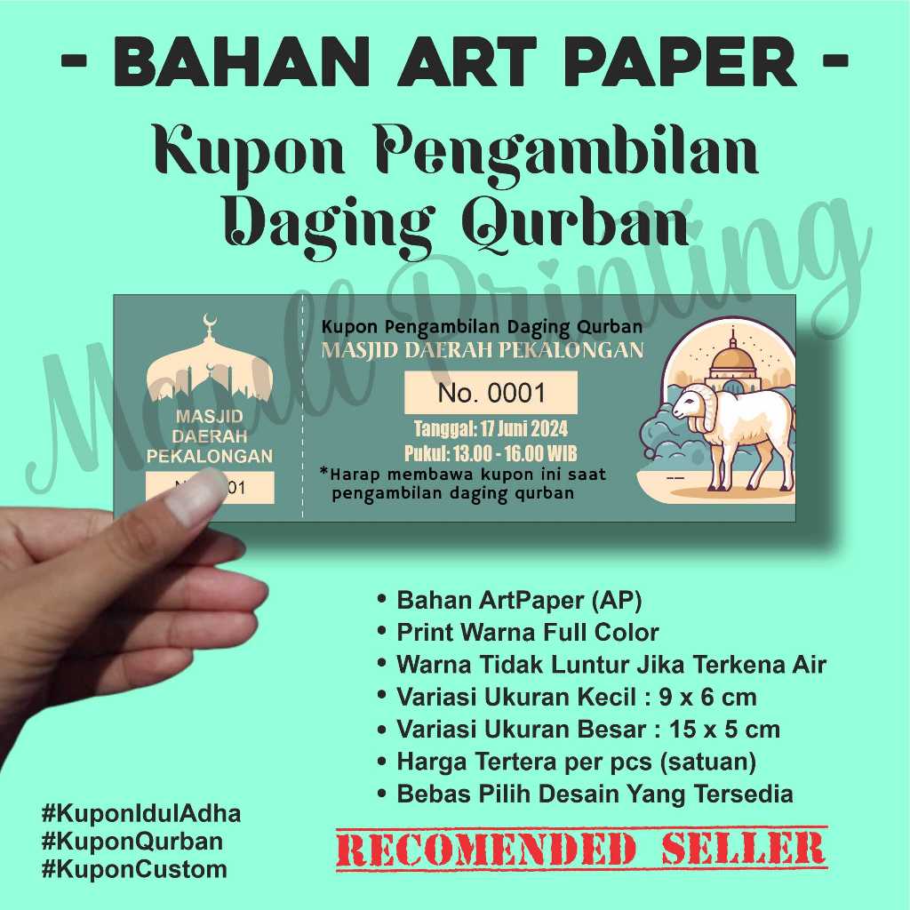 [BAHAN ART PAPER] KUPON QURBAN / KUPON IDUL ADHA / KUPON PENGAMBILAN DAGING QURBAN
