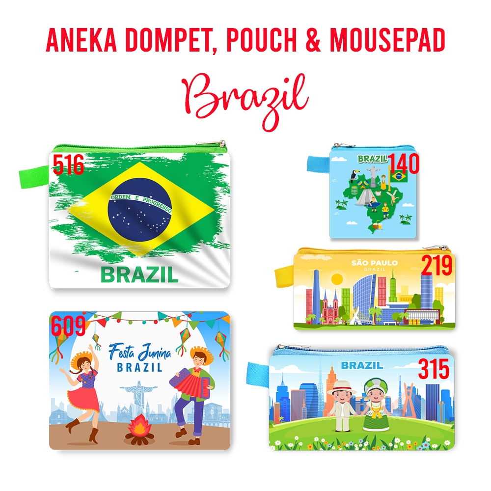 Brazil Souvenir Dompet Pouch Mouse Pad Pin Magnet Gantungan Kunci Landmark Oleh Oleh Negara