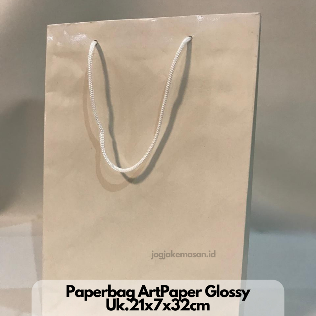 

Paperbag Art paper putih polos glossy laminasi 21,5x7x32cm gift hampers kado