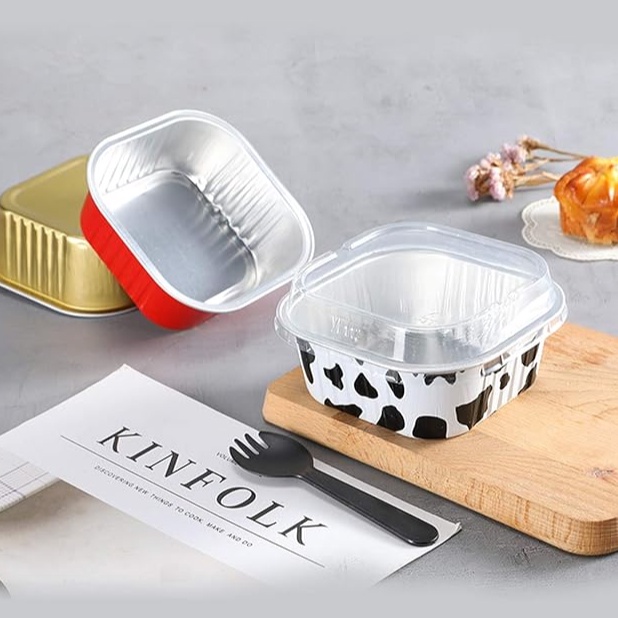 XG34448 Premium Aluminium Foil Cup Cake Food Tray Kotak  Tutup 7 x 25 cm