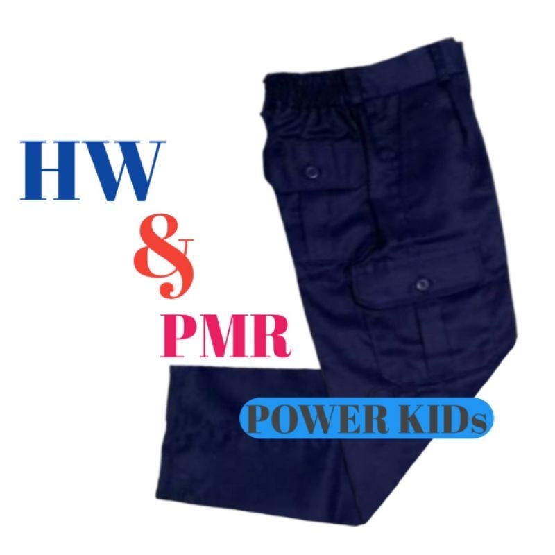 Celana seragam sekolah sd dan smp celana HW dan PMR saku 6 biru navi