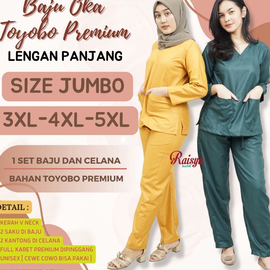 KODE 77  SIZE JUMBO  3 WARNA BAJU OKA LENGAN PANJANG  SCRUB OKA LENGAN PANJANG  BAJU JAGA JUMBO LENG