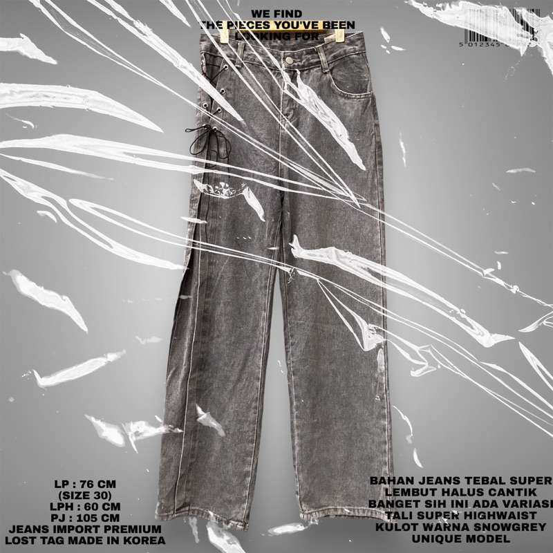 JEANS IMPORT PREMIUM/KOREAN JEANS/JEANS HIGHWAIST/JEANS KULOT HW IMPORT/SNOWGREY JEANS KULOT/CELANA 