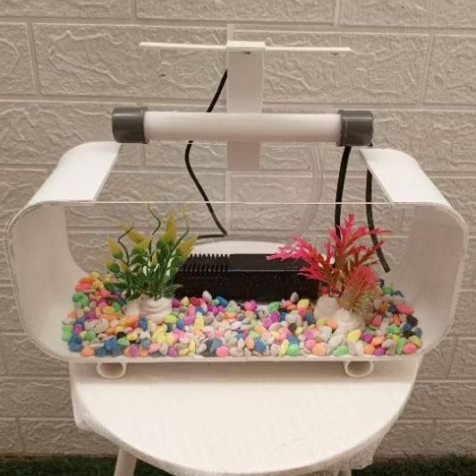 Aquarium Akrilik Mini Pancuran Pompa Filter Dan Lampu