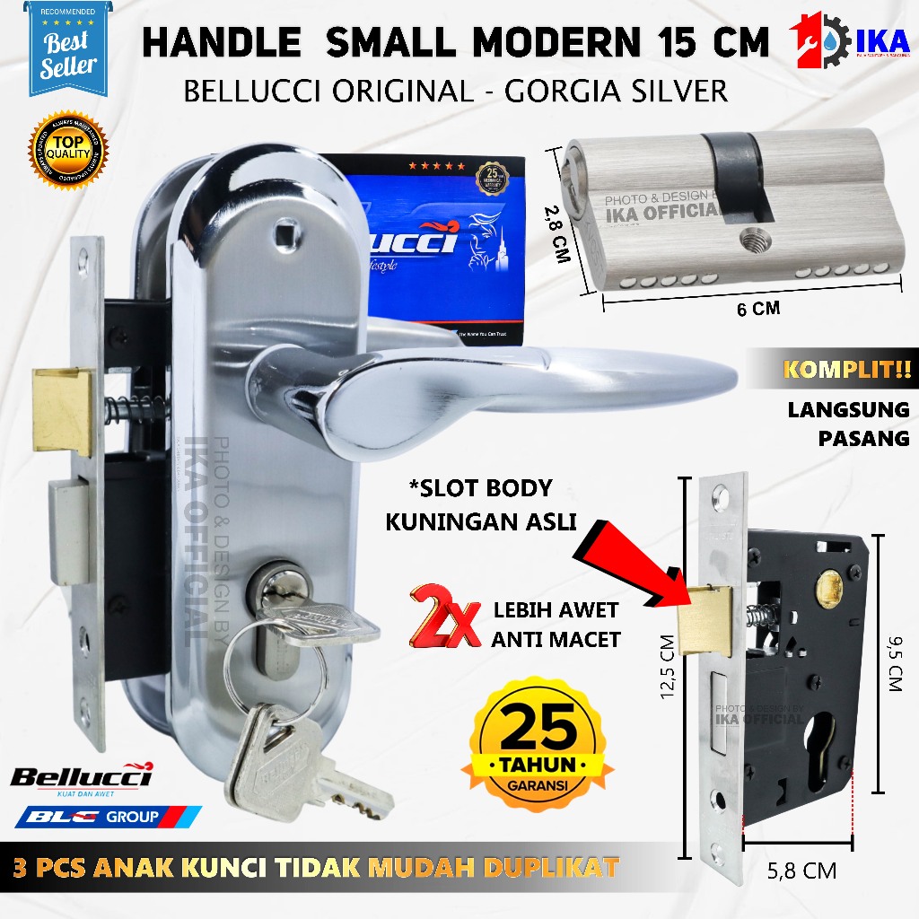 Kunci Pintu Kecil Bellucci GORGIA NP / Kunci Bellucci 15 cm Fullset / Kunci Bellucci Kecil Komplit