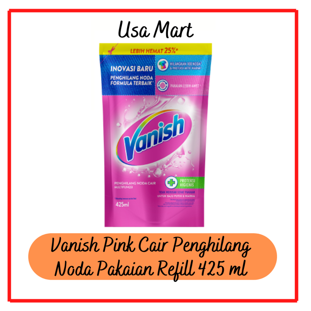 Vanish Pink Cair Refil 425ml / Penghilang Noda Pakaian