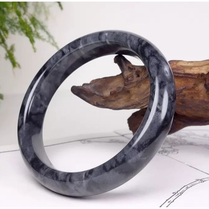 gelang hitam model giok batu asli natural