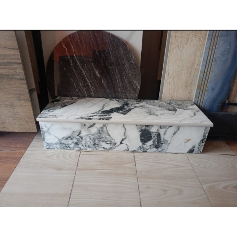 GRANIT TANGGA 25X80 PUTIH MOTIF MARMER CUSTOM UKURAN