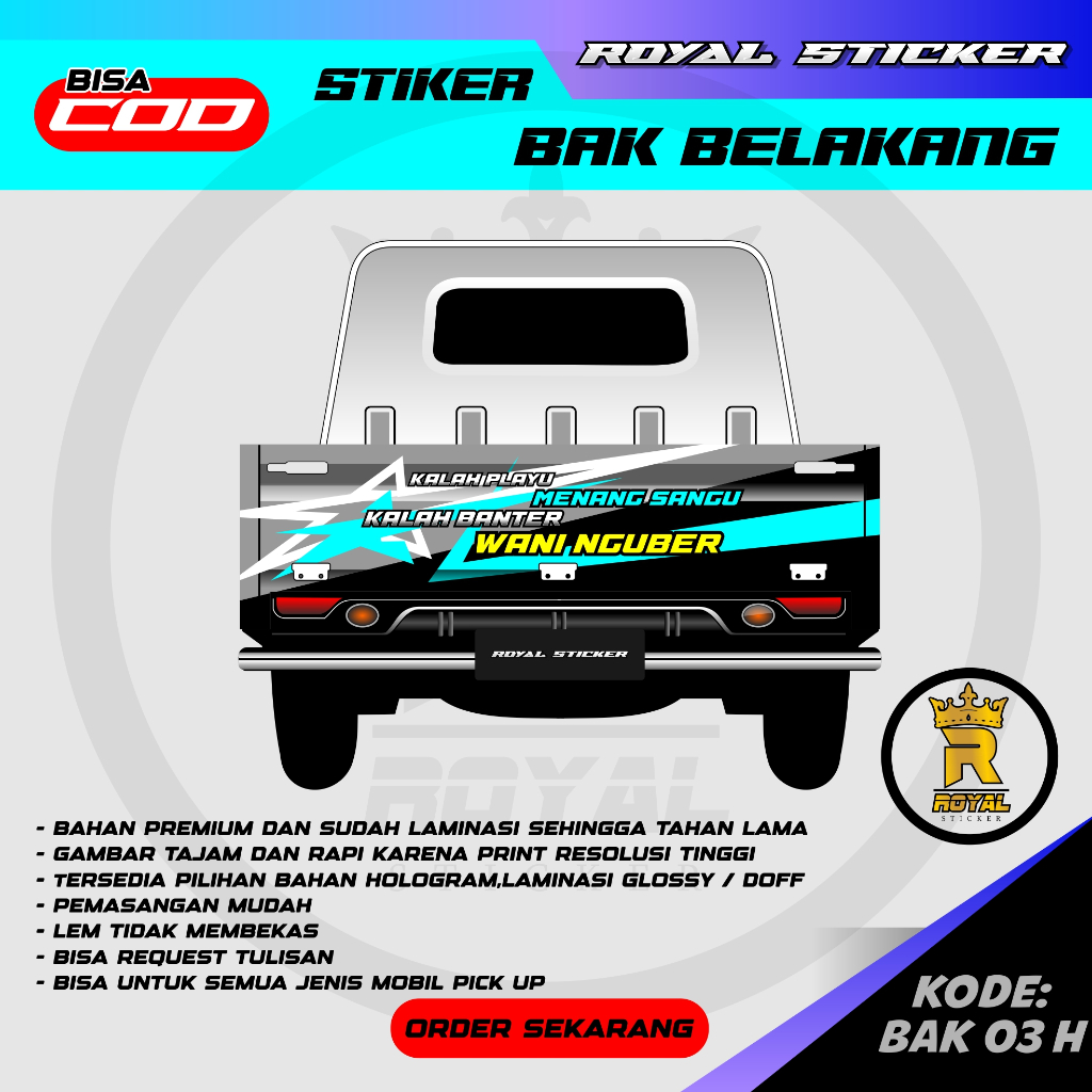 BAK3-DECAL STIKER ALL MOBIL PICK UP-STIKER DECAL BAK BELAKANG PICK UP FREE CUSTOM NAMA