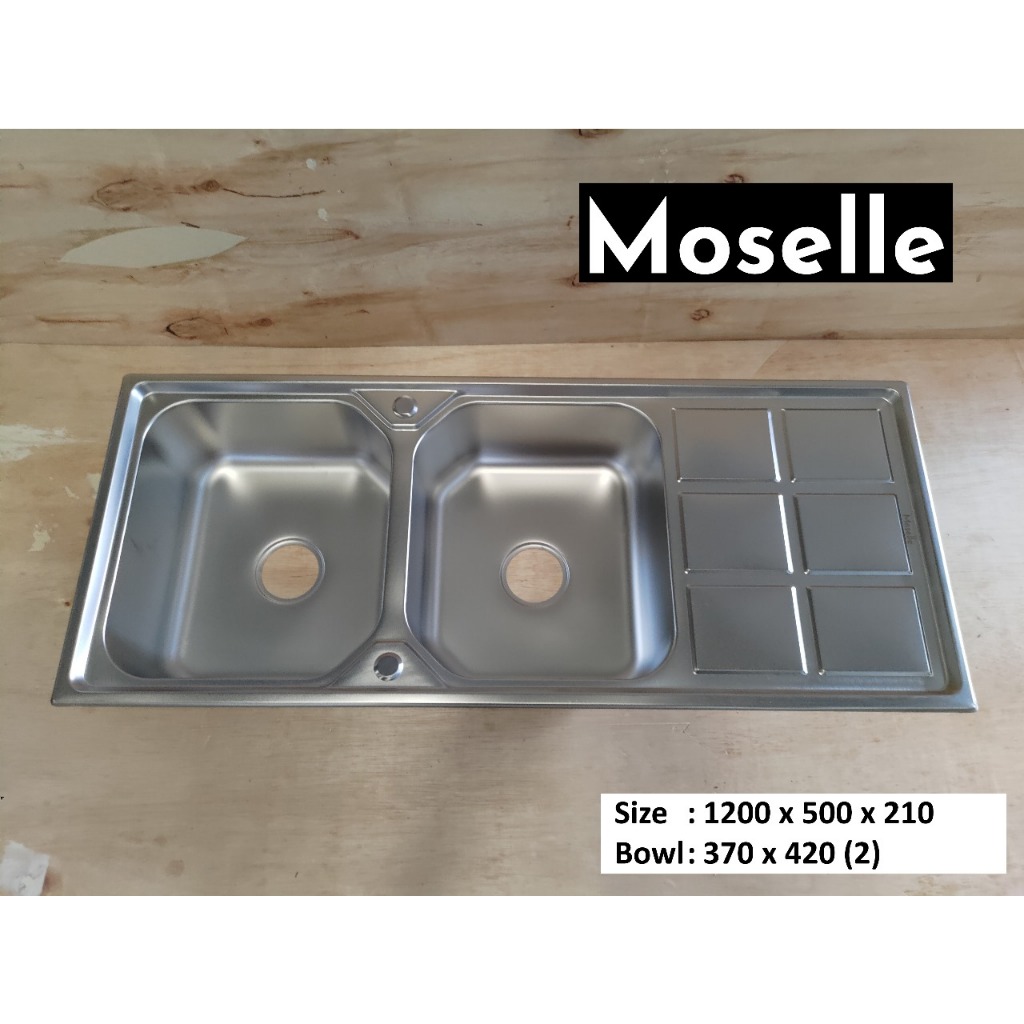 Bak cuci Piring DOUBLE + SAYAP Tebal 12050 free afur / Kitchen sink / BCP Free Afur