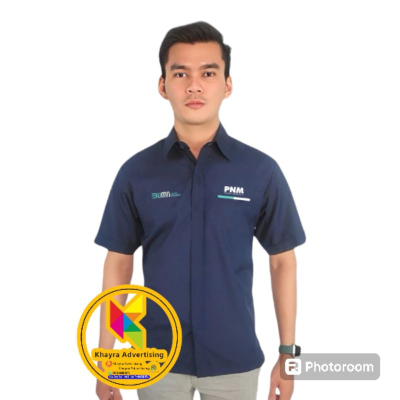 kemeja bumn pnm seragam bumn pnm baju bumn pnm navy
