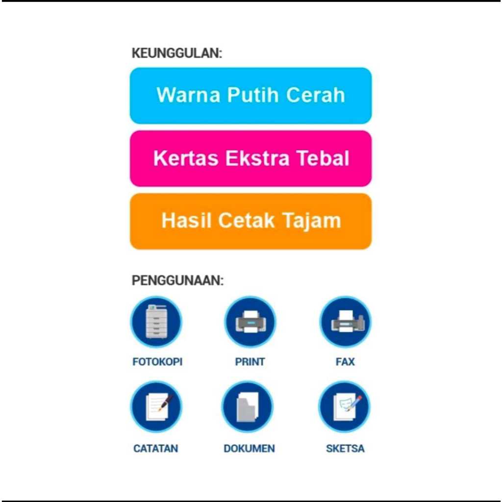 

HJK Kertas Hvs F4 75 GSM - Sidu (1rim) 500 Lembar / Kertas Fotocopy / Kertas Print / Original