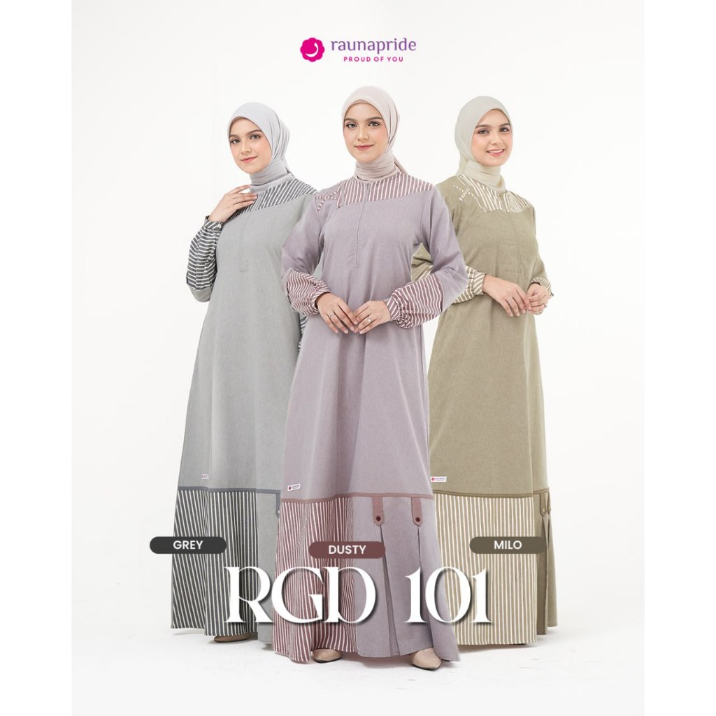 gamis rauna rgd 101 / gamis casual / gamis garis-garis / baju muslim wanita raunapride