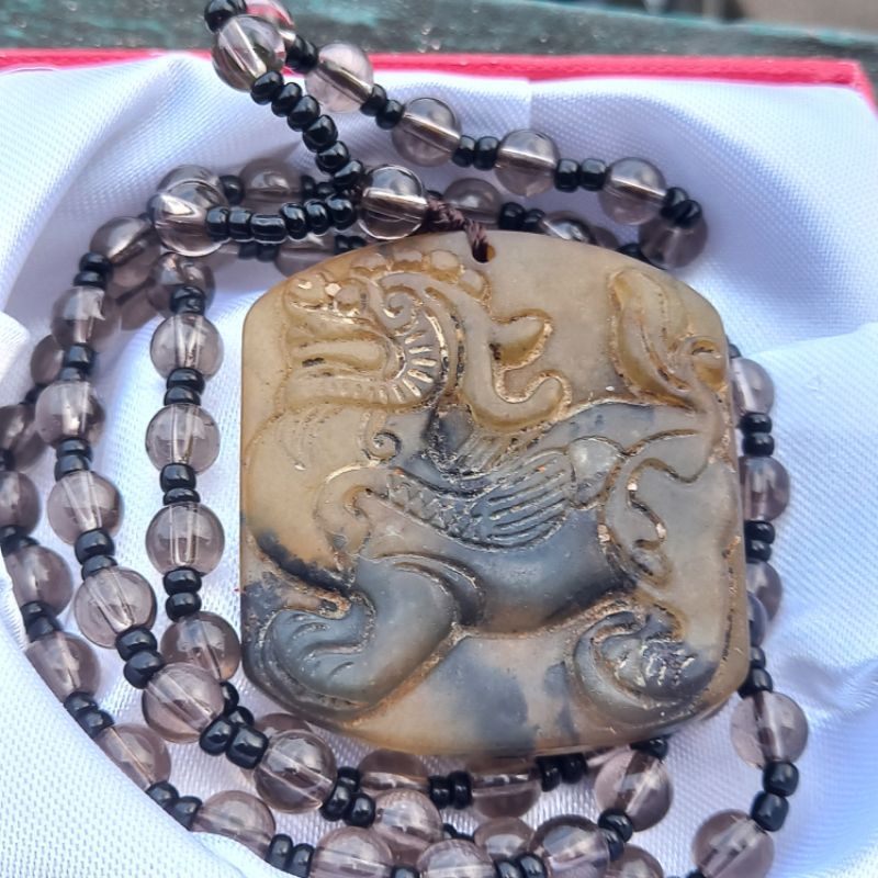 kalung giok asli pixiu rejeki original uk 4 cm