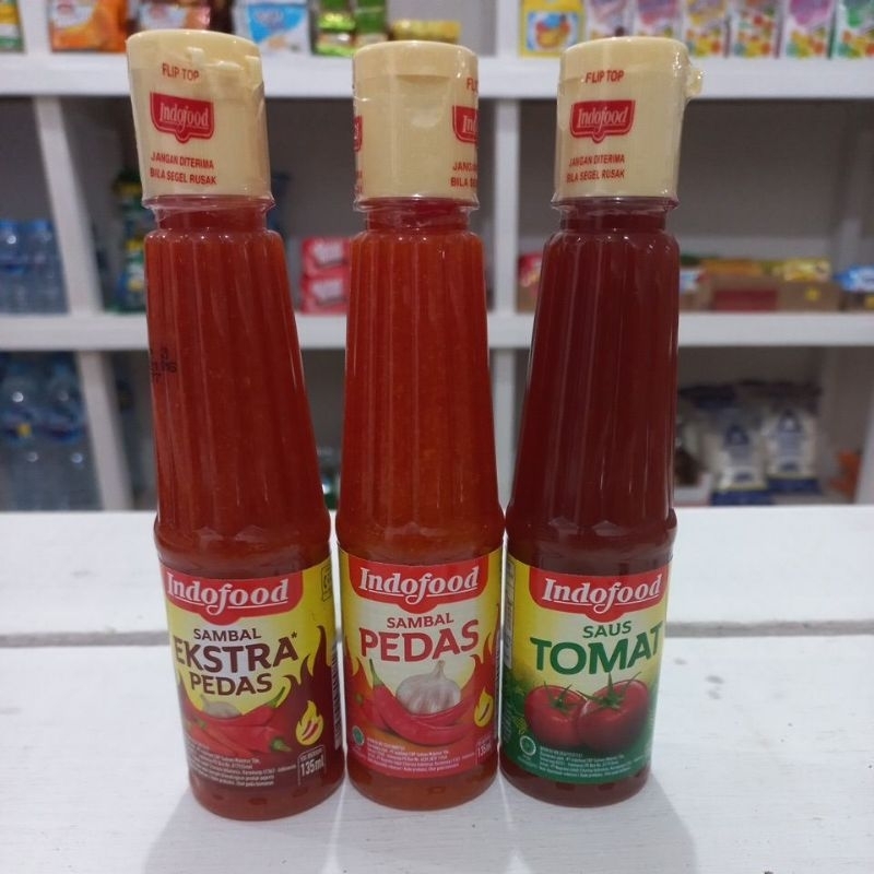 

Indofood Saus Tomat, Sambal Pedas & Sambal Extra Pedas 135ml