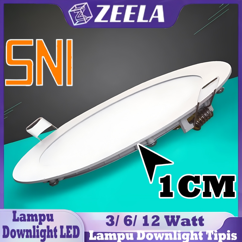 Lampu Downlight Tipis LED Inbow Lampu Plafon Modern 3/6/12 Watt 2 Warna Rumah Panel LED Inbow Bulat