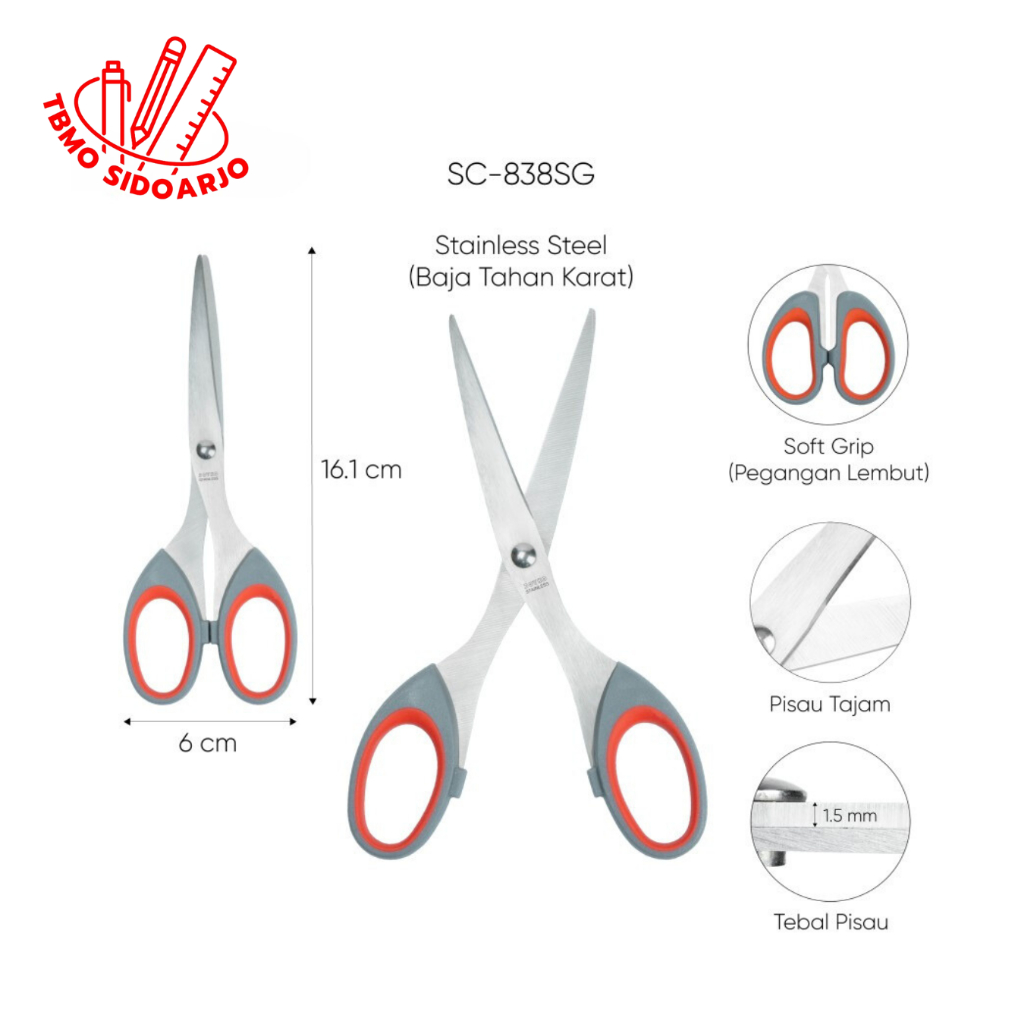 

TBMO Gunting Scissors Soft Grip Joyko SC-838SG