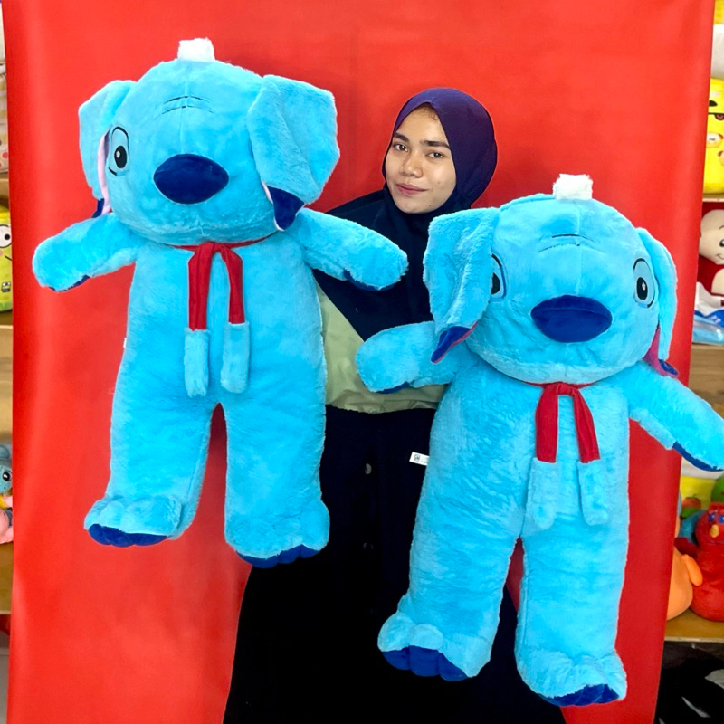Boneka stitch syal korea tegak berdiri lucu boneka karakter stitch biru korea lucu boneka syal korea
