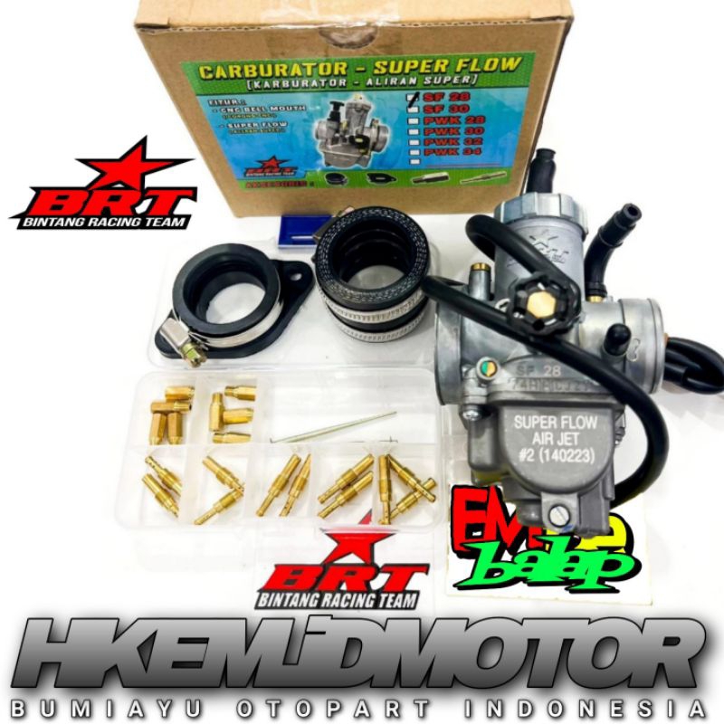 Super Flow BRT Karbu SF PE 28 30 Bonus Sticker Karburator Carburator Klx Ninja King pwk Moto1 Sudco