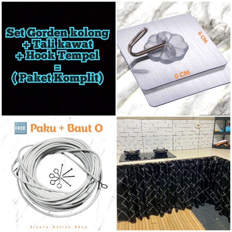 SET GORDEN KOLONG KOLONG DAPUR + TALI KAWAT + HOOK TEMPEL