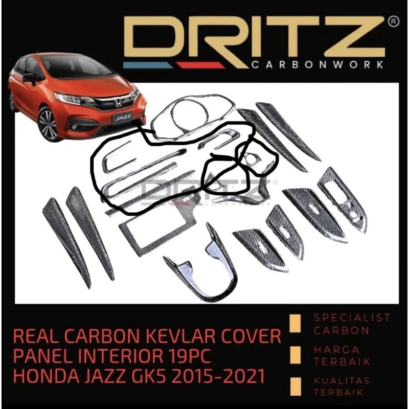 Carbon Kevlar Cover Panel Interior Set HONDA JAZZ GK5 Karbon mobil