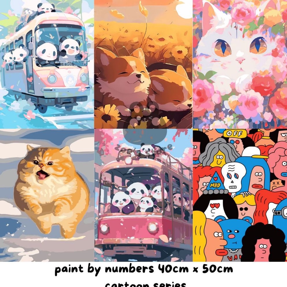 

ART X1S2 Papapa Store COD Paint by number 4 x 5cm Canvas Paint By Number Kit Digital Oil Painting DIY Painting kit Lukisan Cartoon Series