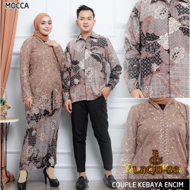 Set Couple Kebaya Wisuda Couple Kebaya Encim Dan Kemeja Batik Pria Lengan Panjang Set Couple Kondann