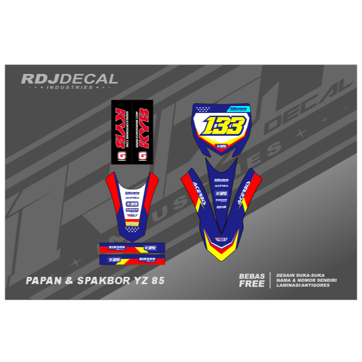 DECAL STIKER PAPAN & SPAKBOR YZ 85 (003) DEKAL STICKER SAYAP DEPAN BELAKANG YZF NEW FULLBODY 2015 20