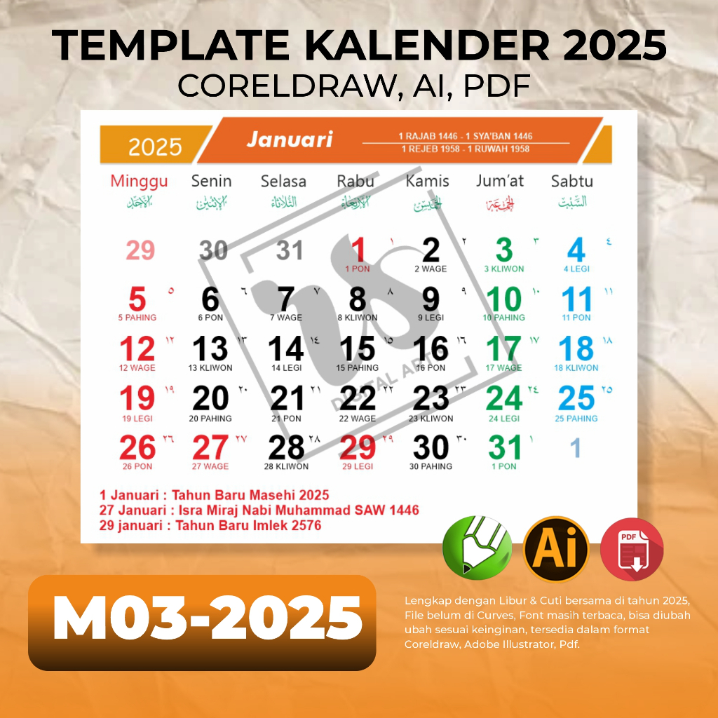 

Template Kalender 2025 Model 03 - Vektor CDR, AI, PDF