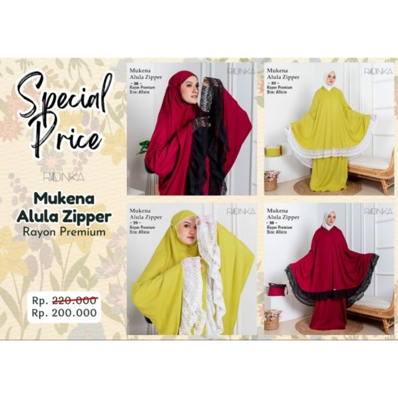 Mukena Alula Zippper By Radinka/Mukena Rayon Premium Radinka/ Mukena Traveling Zipper Radinka