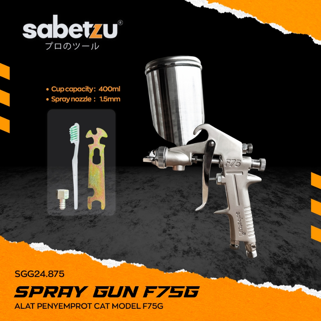 Spray Gun F75G Tabung Atas 400ml Alat Semprot Cat Mobil Tabung Atas F75g Alat Penyemprot Cat Minyak 