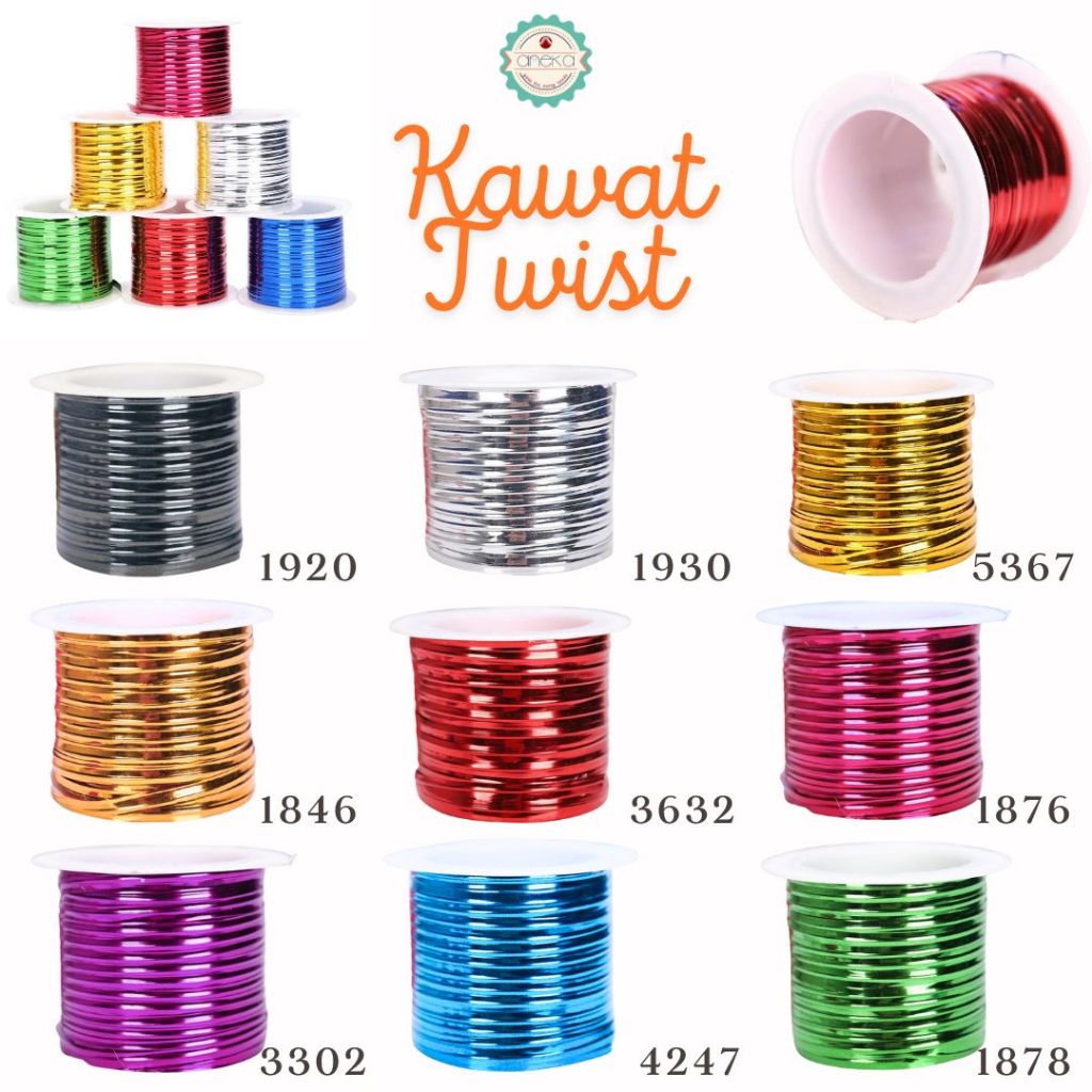 

ANEKA - Tali Pengikat Kawat Twister Paking Warna / Twist Wire Tie Multicolor Gift Packaging Wrap / Ribbon Rope Food / Tying Twine