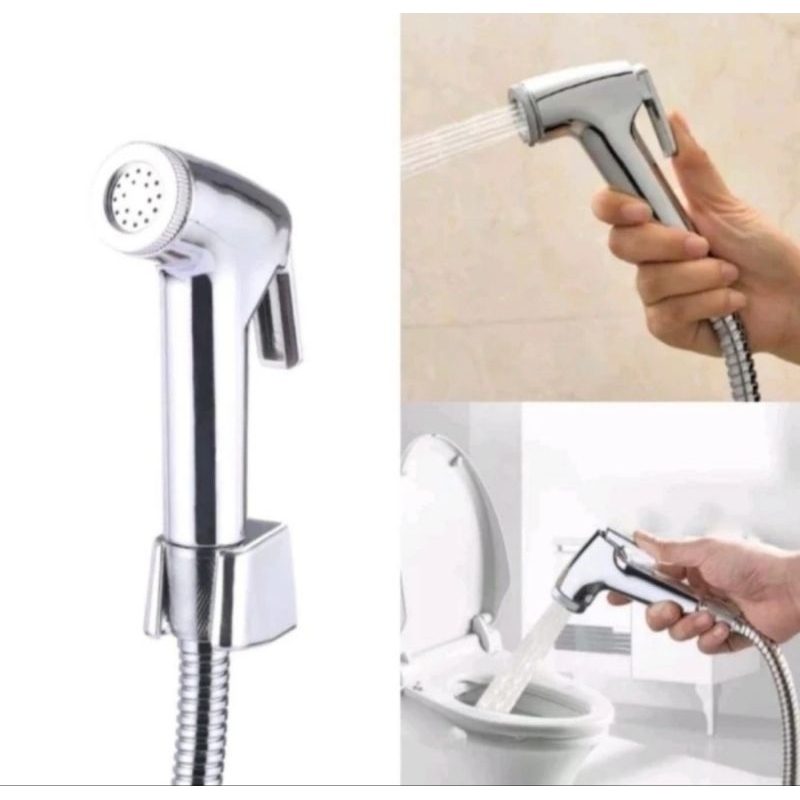 Bidet Spray Dan Selang Shower 1 Set Jet Shower Head Toilet Set Selang Air