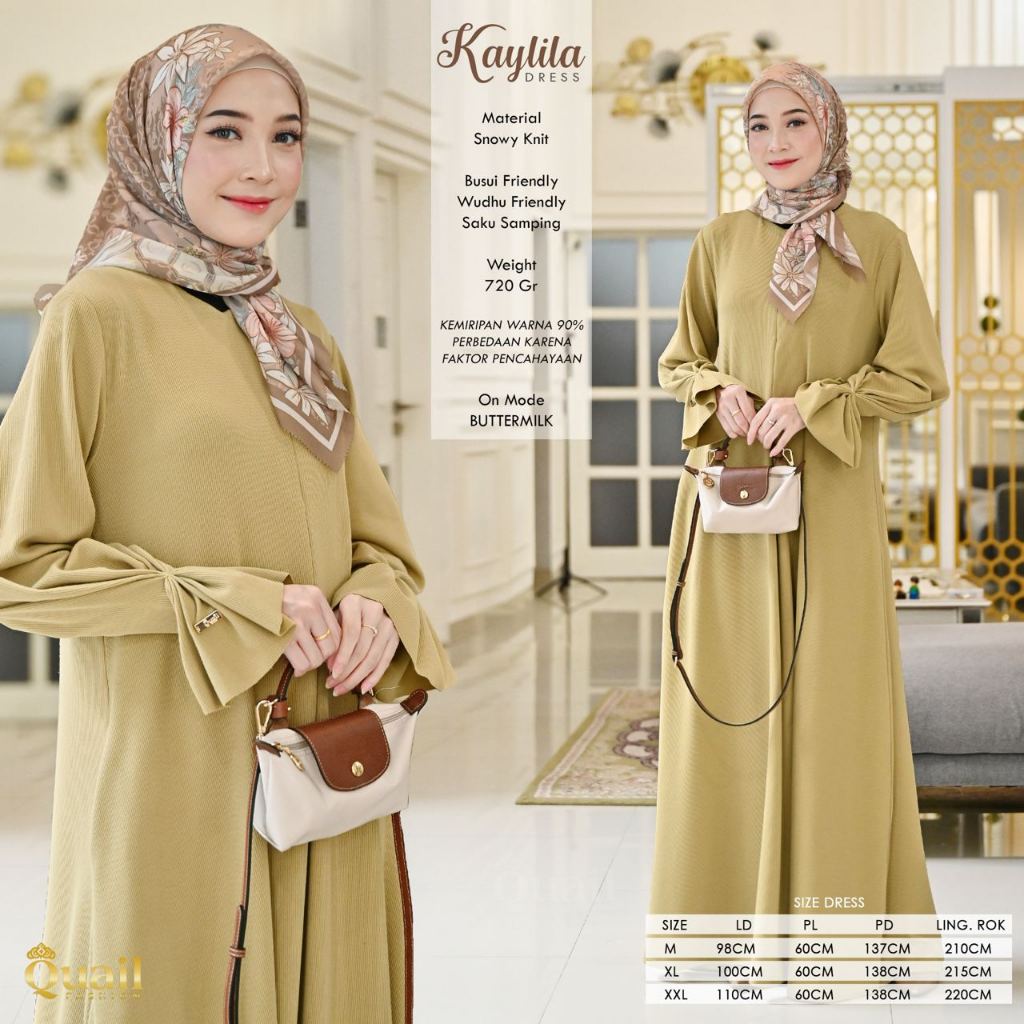 Quail Hijab - Kaylila Dress Knit Premium | Gamis Cantik size JUMBO | Abaya Umroh Putih-3