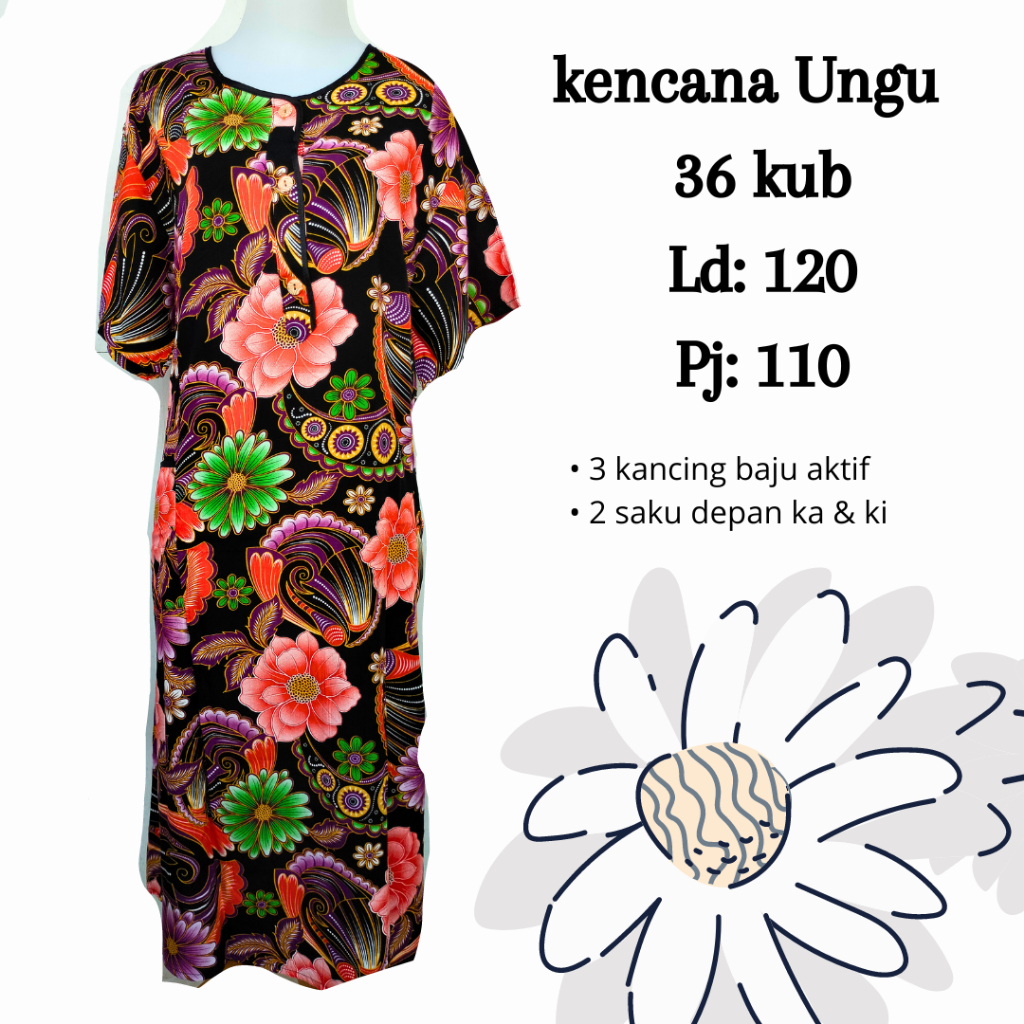 DASTER KENCANA UNGU SERI 36 LABEL BIRU KUB BAJU MENYUSUI TIDUR IBU BATIK BUSUI DINGIN