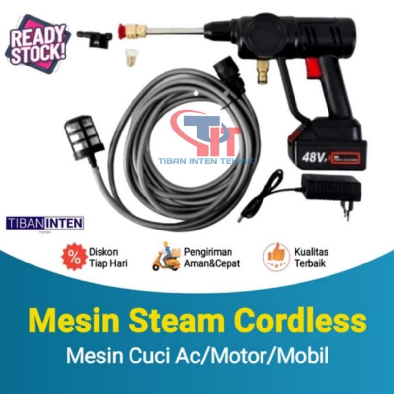 Mesin steam Cuci Motor/Mobil Cordless portable baterai tanpa kabel - 1 Baterai