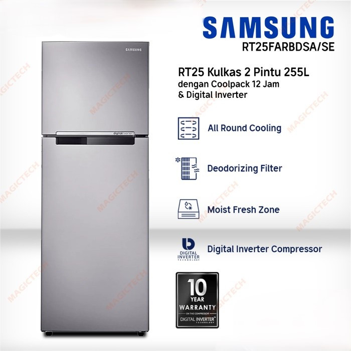 SAMSUNG Kulkas 2 Pintu Inverter 256 Liter RT-25FARBDSA/SE-RT-25FARBDB1/SE Garansi Resmi