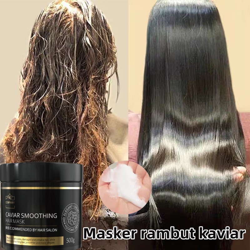 【BPOM】Hair Mask Masker Rambut Kaviar Keratin Hair Treatment 500G Memperbaiki Rambut Rusak Membuat Ra