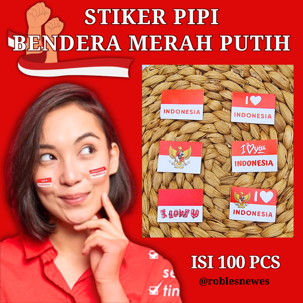 

STICKER PIPI BENDERA MERAH PUTIH || TEMPELAN STICKER / STIKER PIPI MERAH PUTIH ISI 100 PCS | KEMERDEKAAN RI 17 AGUSTUS | TERMURAH