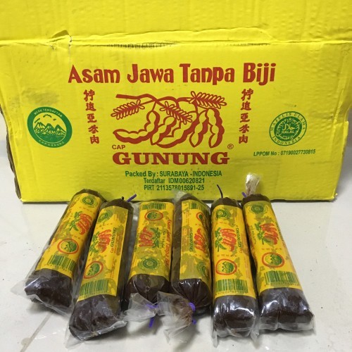 

1 Karton Asam Jawa Tanpa Biji Cap Gunung / Isi 100 Pcs / 100 x 150g