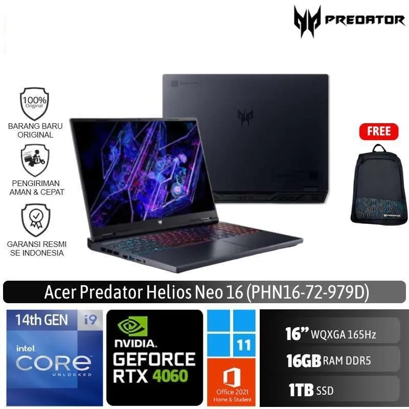 Acer Helios 16 PH16 72 979D Core i9 14900HX 16G SSD 1TB RTX4060 8G Win11 OHS