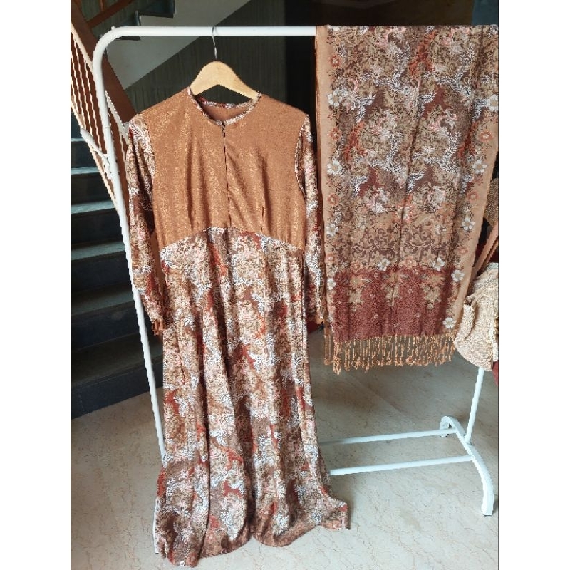 (FREE HIJAB) Real pict / Dress casual batik keris
